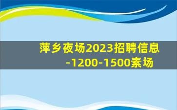 萍乡夜场2023招聘信息-1200-1500素场